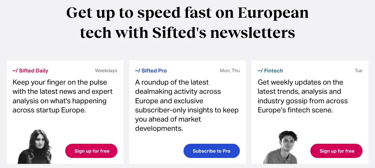 Sifted newsletter sign-up screen