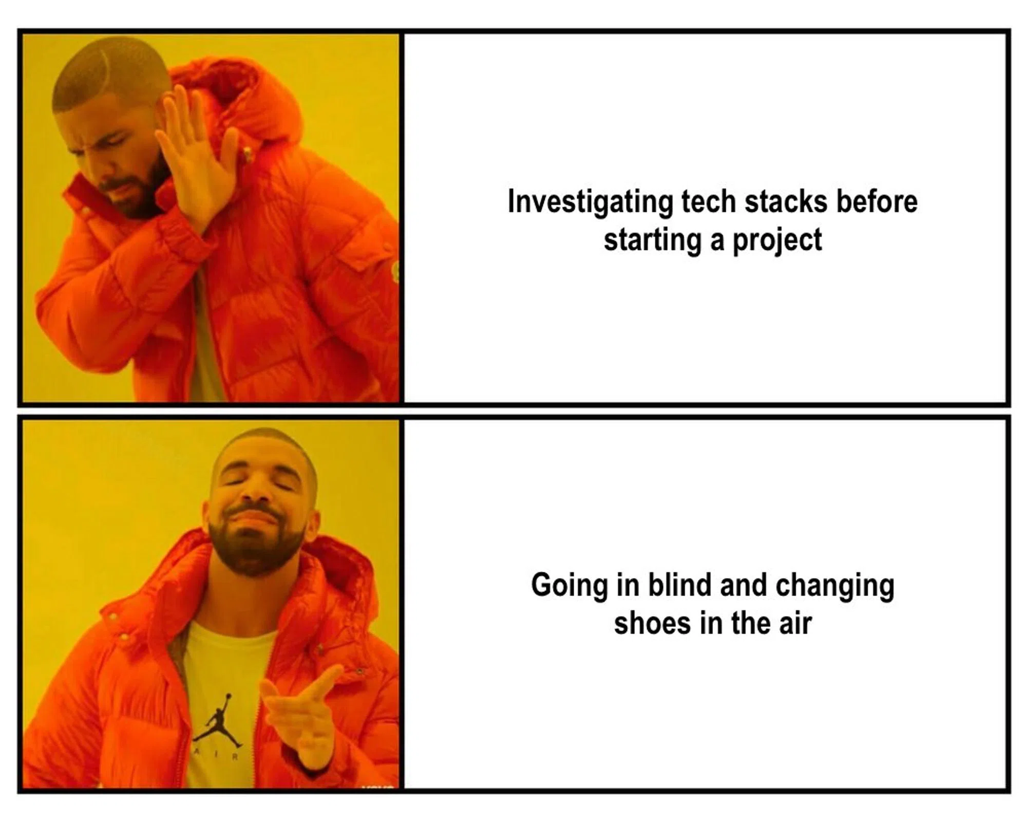 A meme image with Drake
