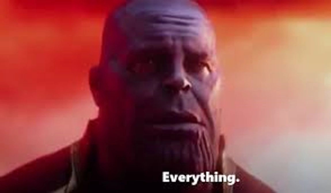 A meme image with Thanos from a movie