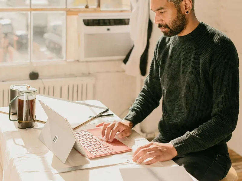 Man working on laptop